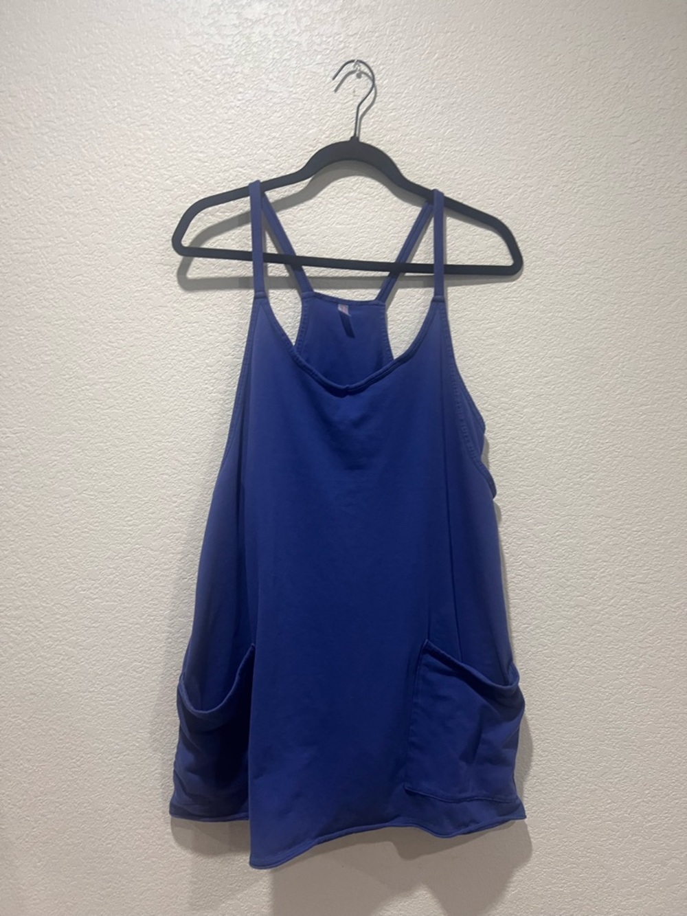 Free People Royal Blue Double-Strap Tank with Front Pockets